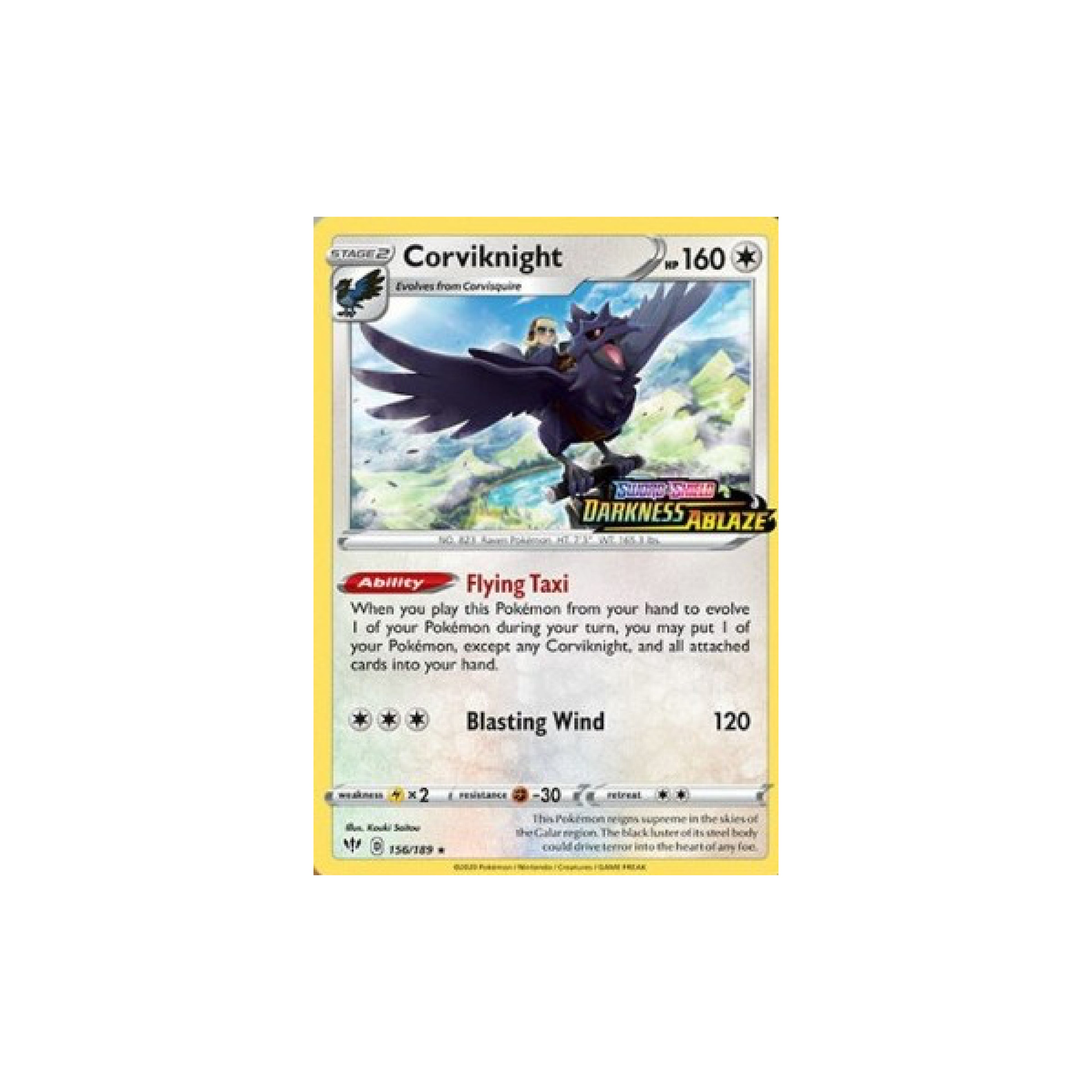 Corviknight Holo Promo 156 Fiamme Oscure Stamped - Sealed