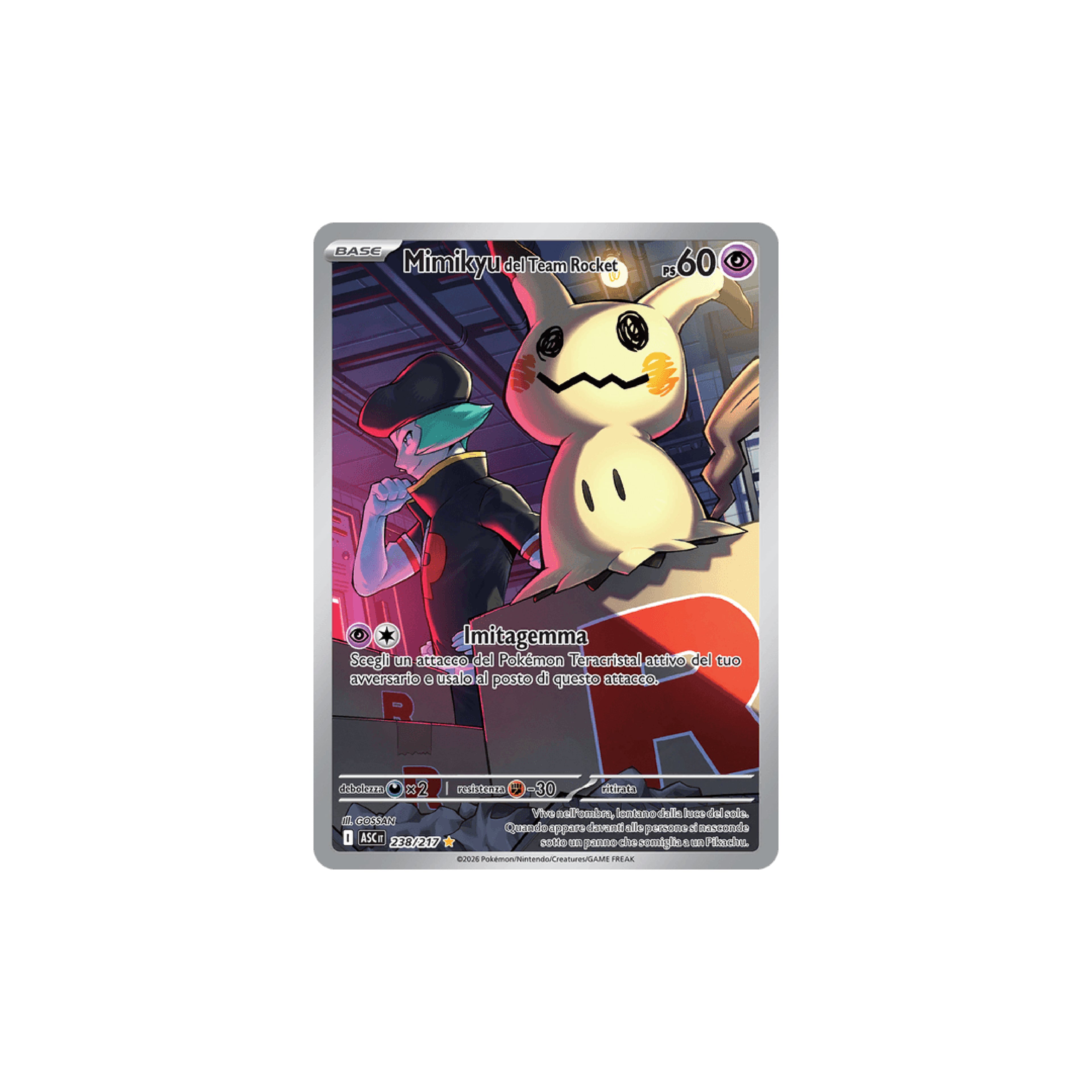 Team Rocket's Mimikyu Art Rare 238 Eng - Destined Rivals (Rivali Predestinati)