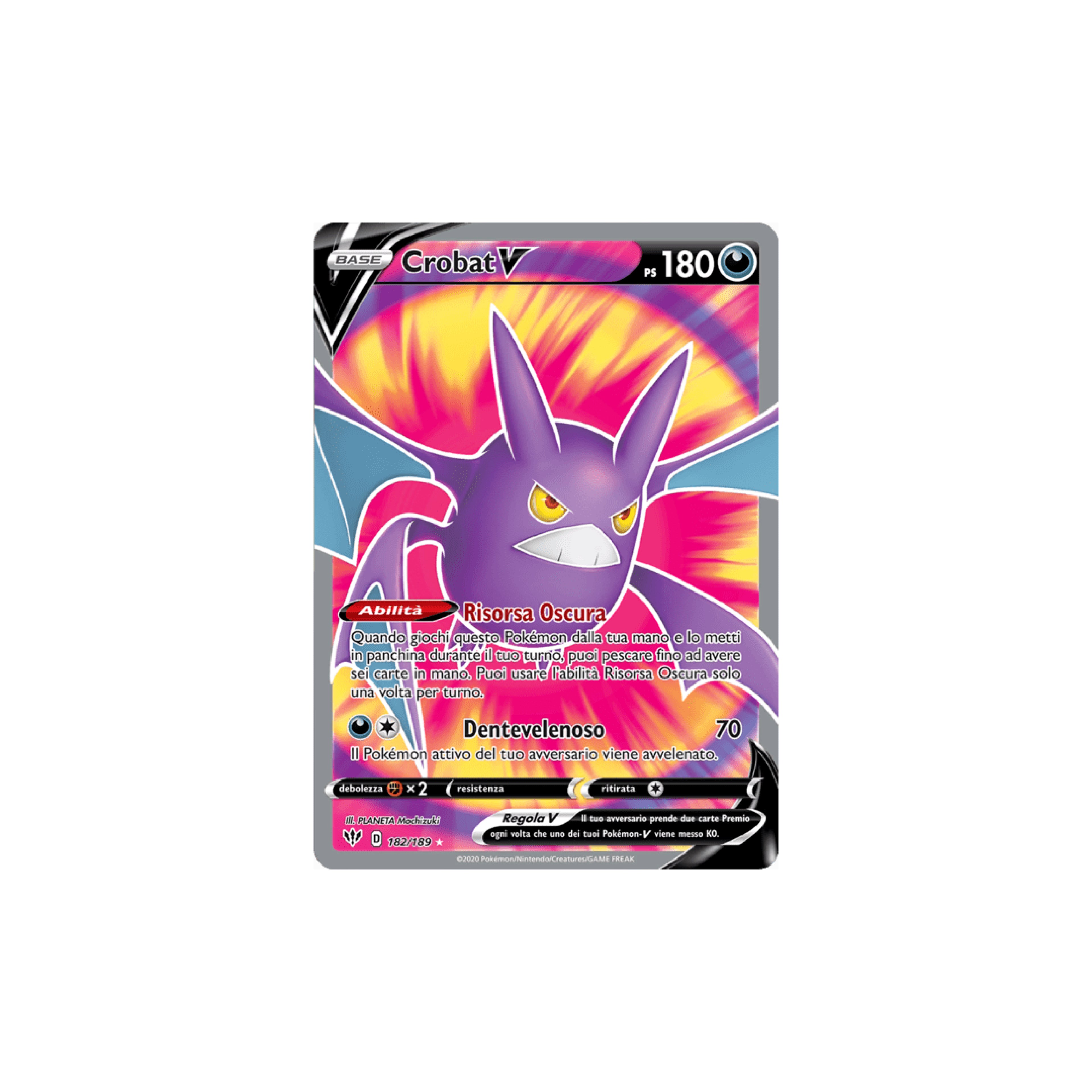 Crobat V Full Art 182 - Fiamme Oscure